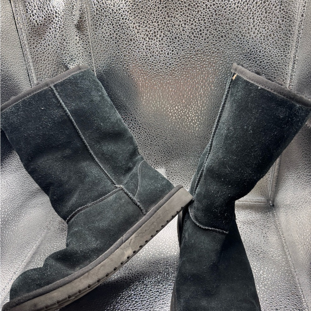 Koolaburra UGG Classic Tall Boots Black Suede Shearling 1017089 Womens Sz 8 US